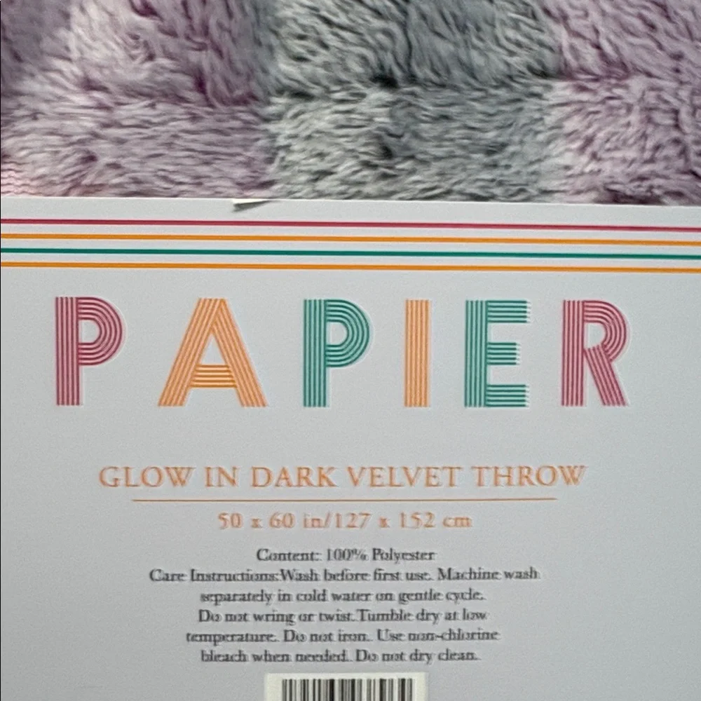 Papier NEW Glow in the Dark Throw Velvet Theme Moon Stars 50 x 60 100% Polyester